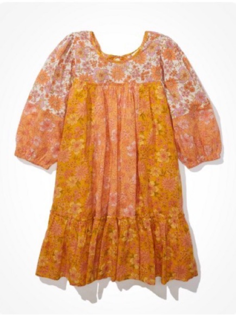 AE Pink & Orange Floral Flowy Boho Dress